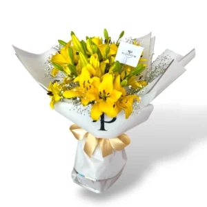 Bouquet de lilis amarillas platinum
